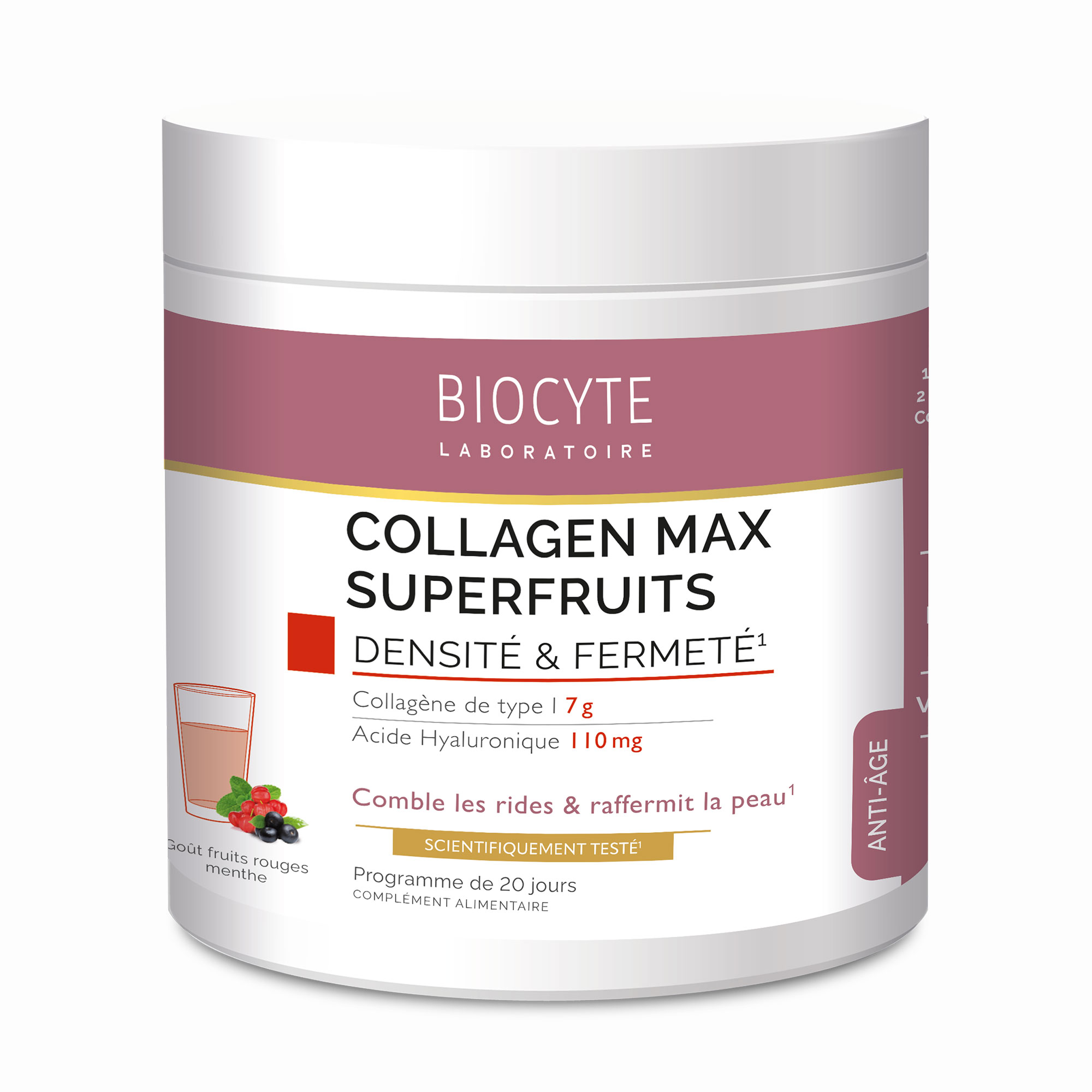 Колаген + Гіалуронова кислота Biocyte Collagen Max Superfruits зі смаком фруктів, в порошку, 260 г